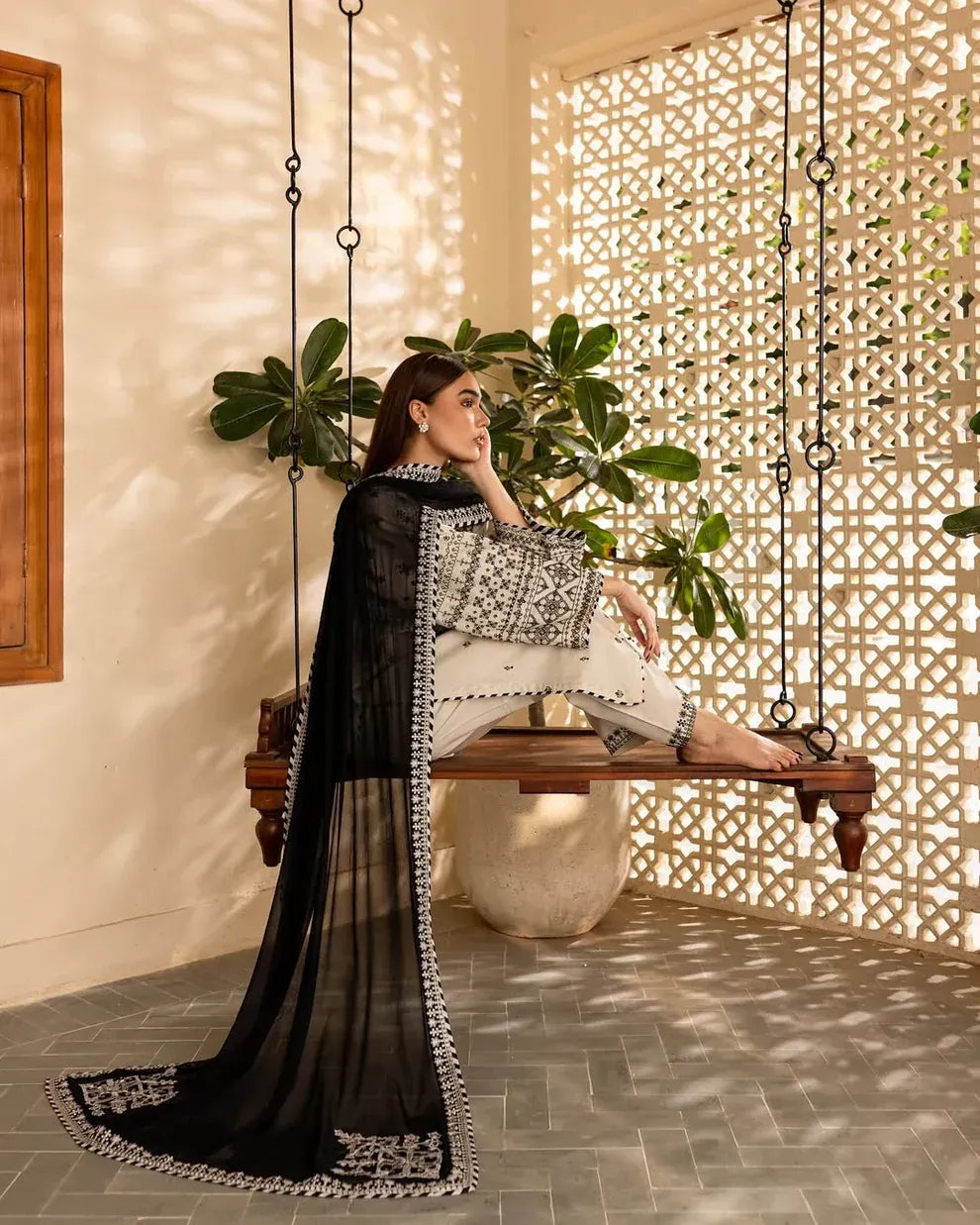 Arfa Embroidered Stitched 3pcs - Stylosefashion