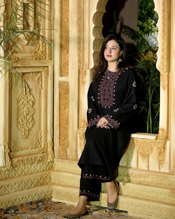 BLACK LUXE EMB 2Pc - Stylosefashion