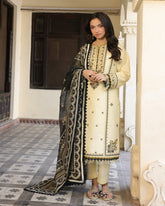 CREAMY - 3PC EMBROIDERED - Stylosefashion