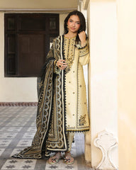 CREAMY - 3PC EMBROIDERED - Stylosefashion