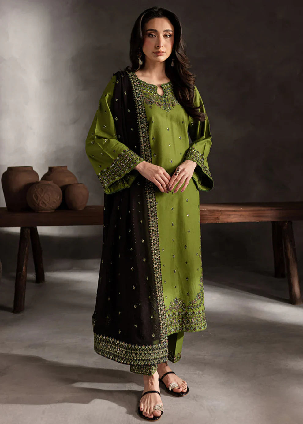Ezzah Lawn Cotton 3 piece - Stylosefashion