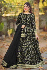 Stitched Embroidered Lengha Choli & Potli 4-Piece