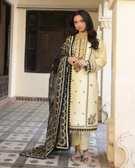 CREAMY  - 3PC EMBROIDERED - Stylosefashion